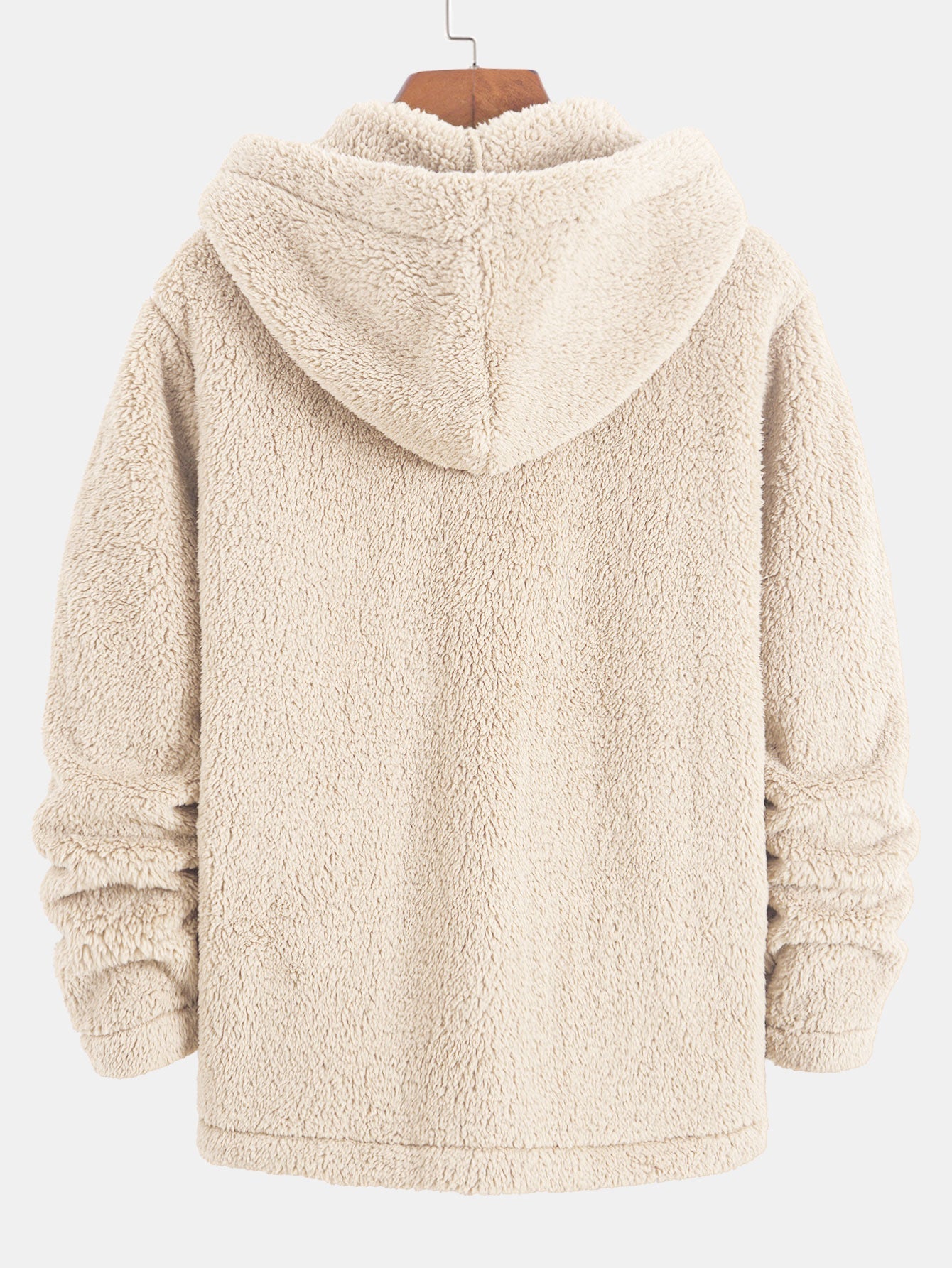 Teddy Fleece Button-Up Hoodie Jacket