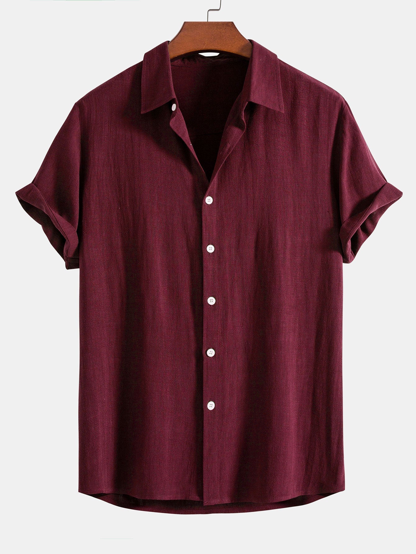 Leinen-Rayon Mix Knopfhemd mit Geradem Bein Leinenhose