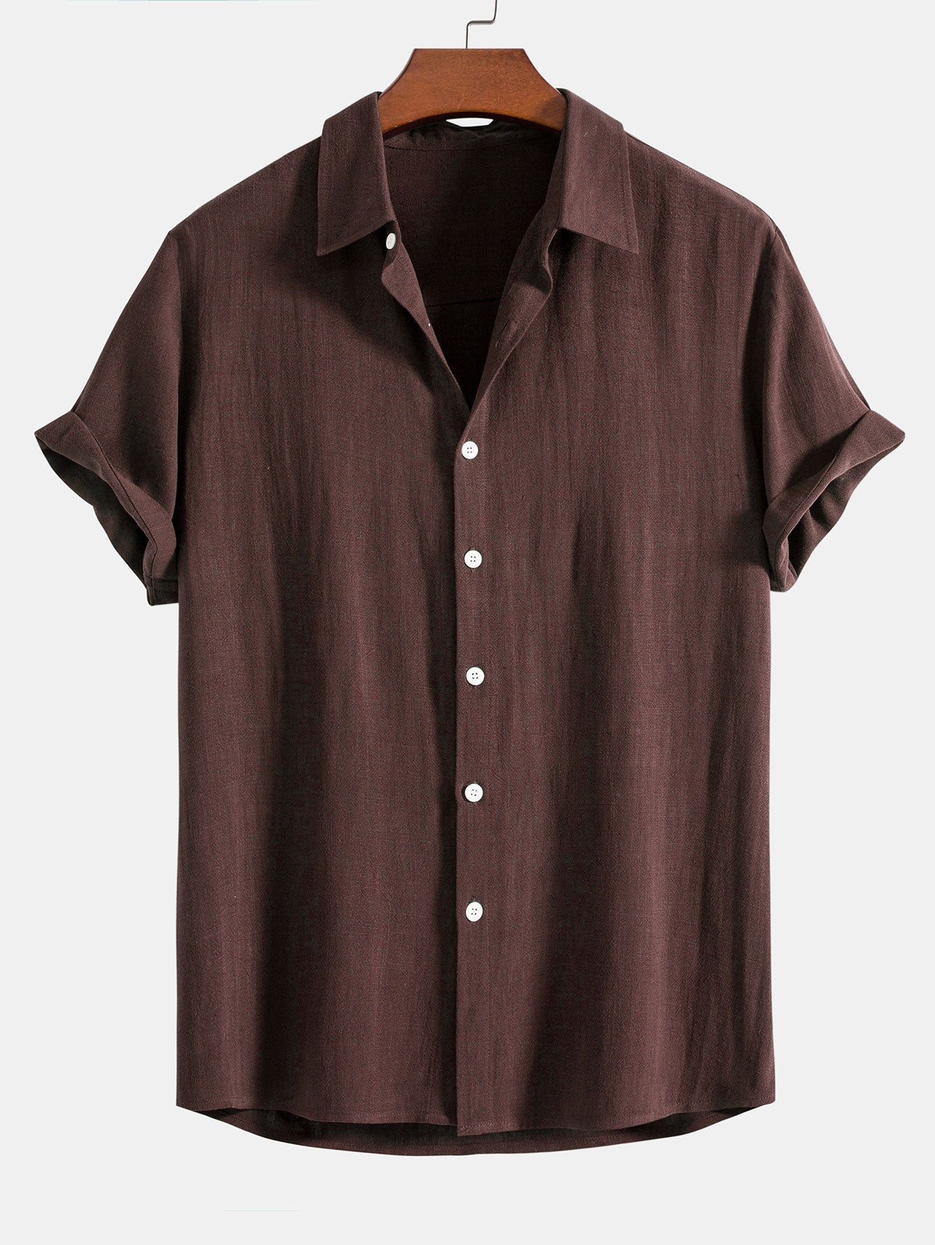 Leinen-Rayon Mix Knopfhemd mit Geradem Bein Leinenhose