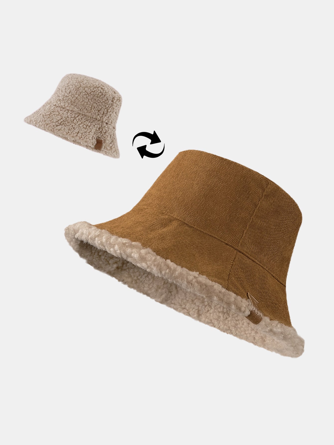 Beidseitig tragbare, multifunktionale Bucket-Cap aus dickem, warmem Corduroy und Kaschmir mit weichem Plüsch