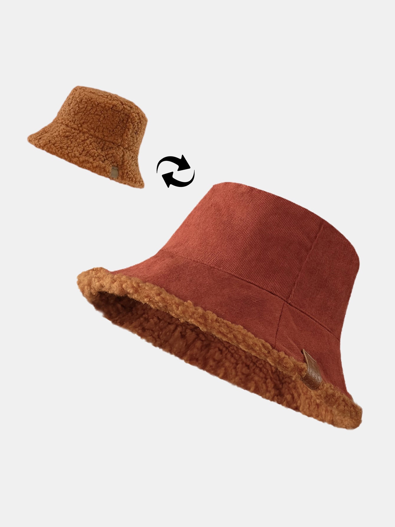Beidseitig tragbare, multifunktionale Bucket-Cap aus dickem, warmem Corduroy und Kaschmir mit weichem Plüsch