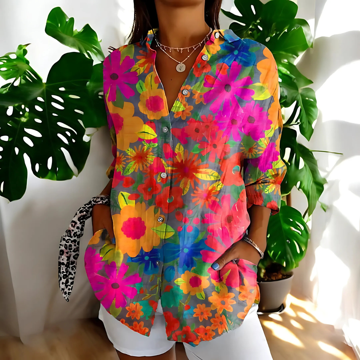 Marlene™ | Vintage-Bluse mit Blumendruck