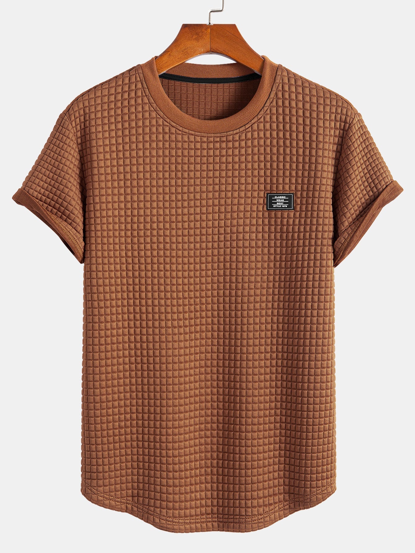 Kurzes Waffel-T-Shirt mit Bogenärmeln