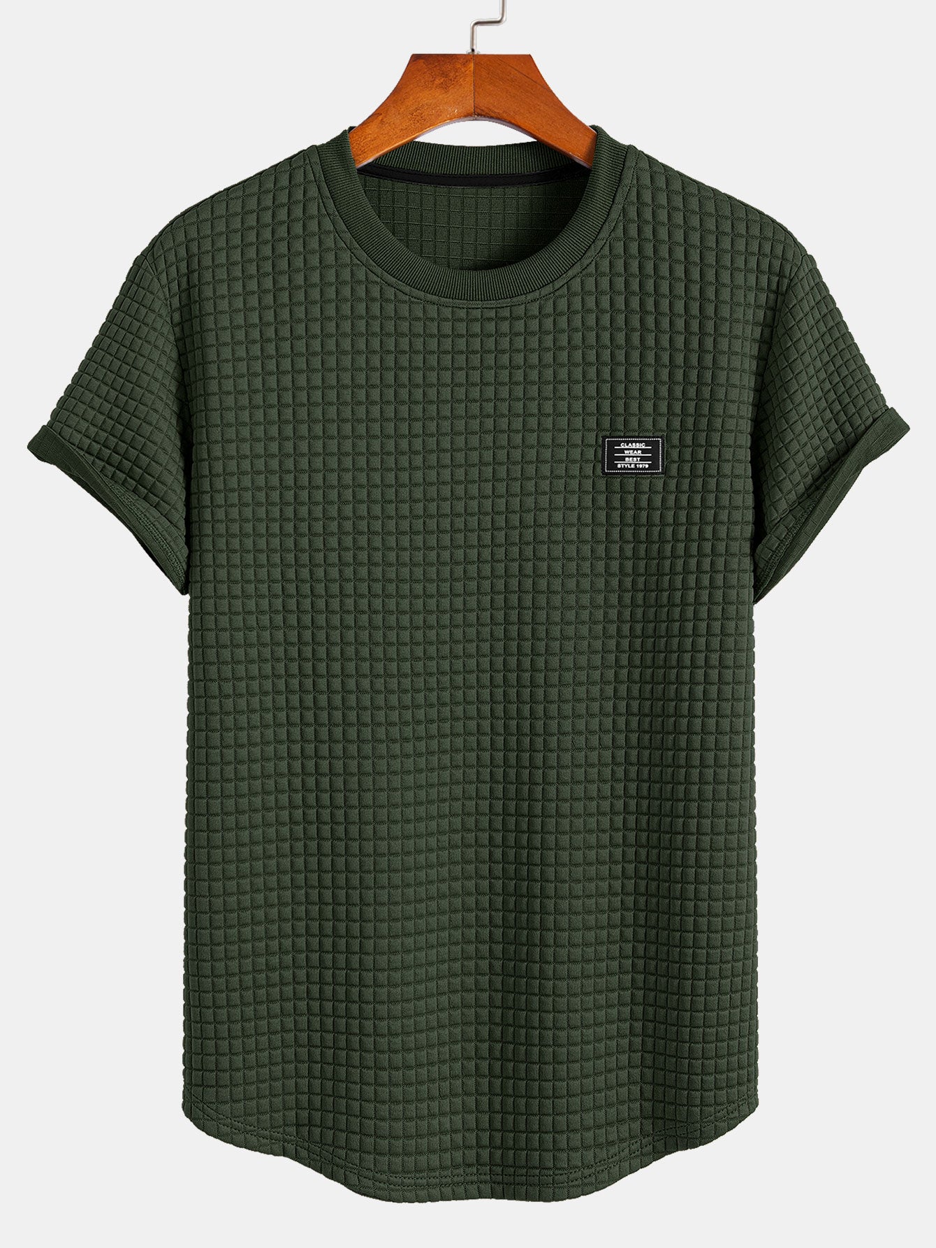 Kurzes Waffel-T-Shirt mit Bogenärmeln