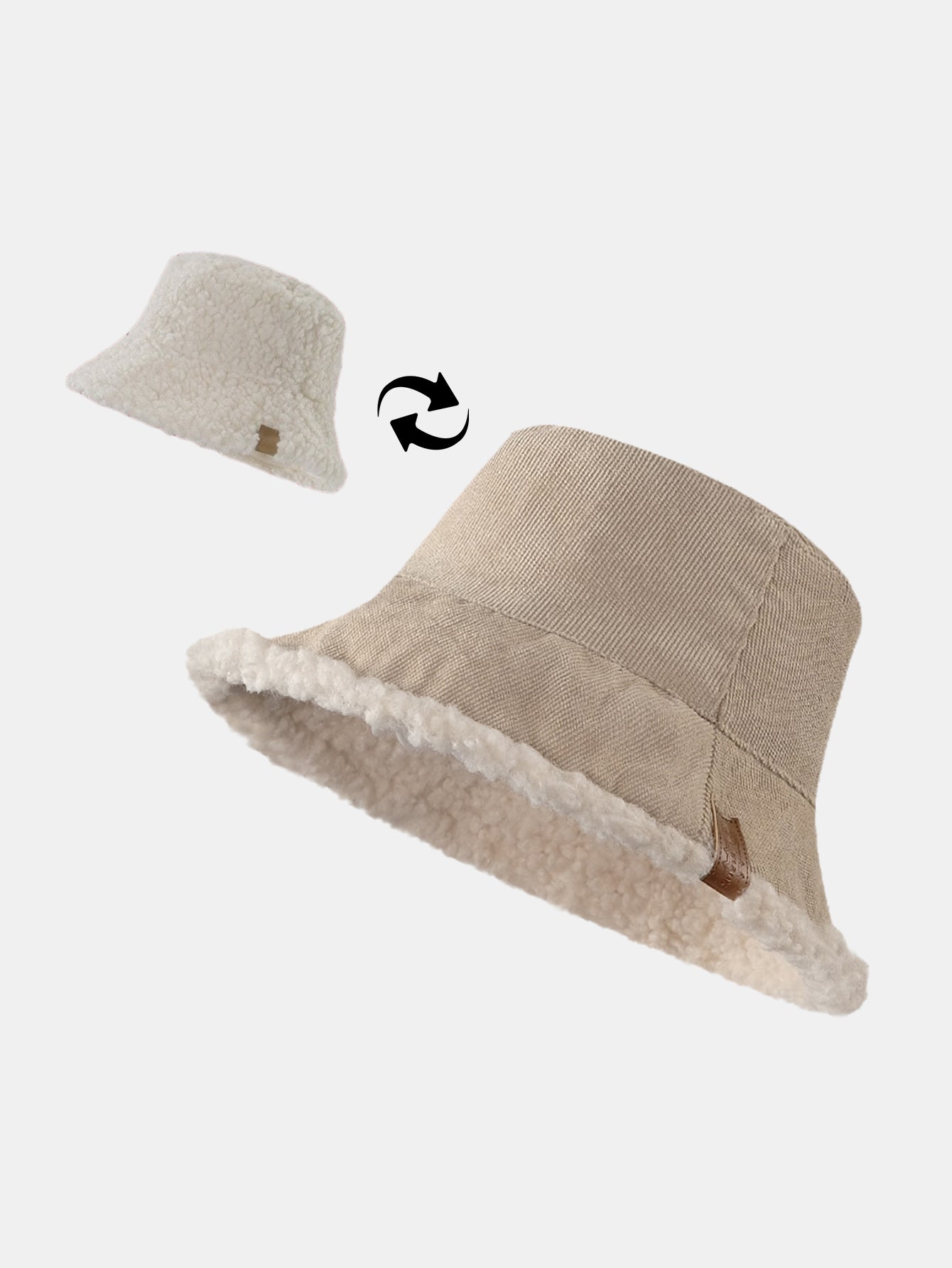 Beidseitig tragbare, multifunktionale Bucket-Cap aus dickem, warmem Corduroy und Kaschmir mit weichem Plüsch