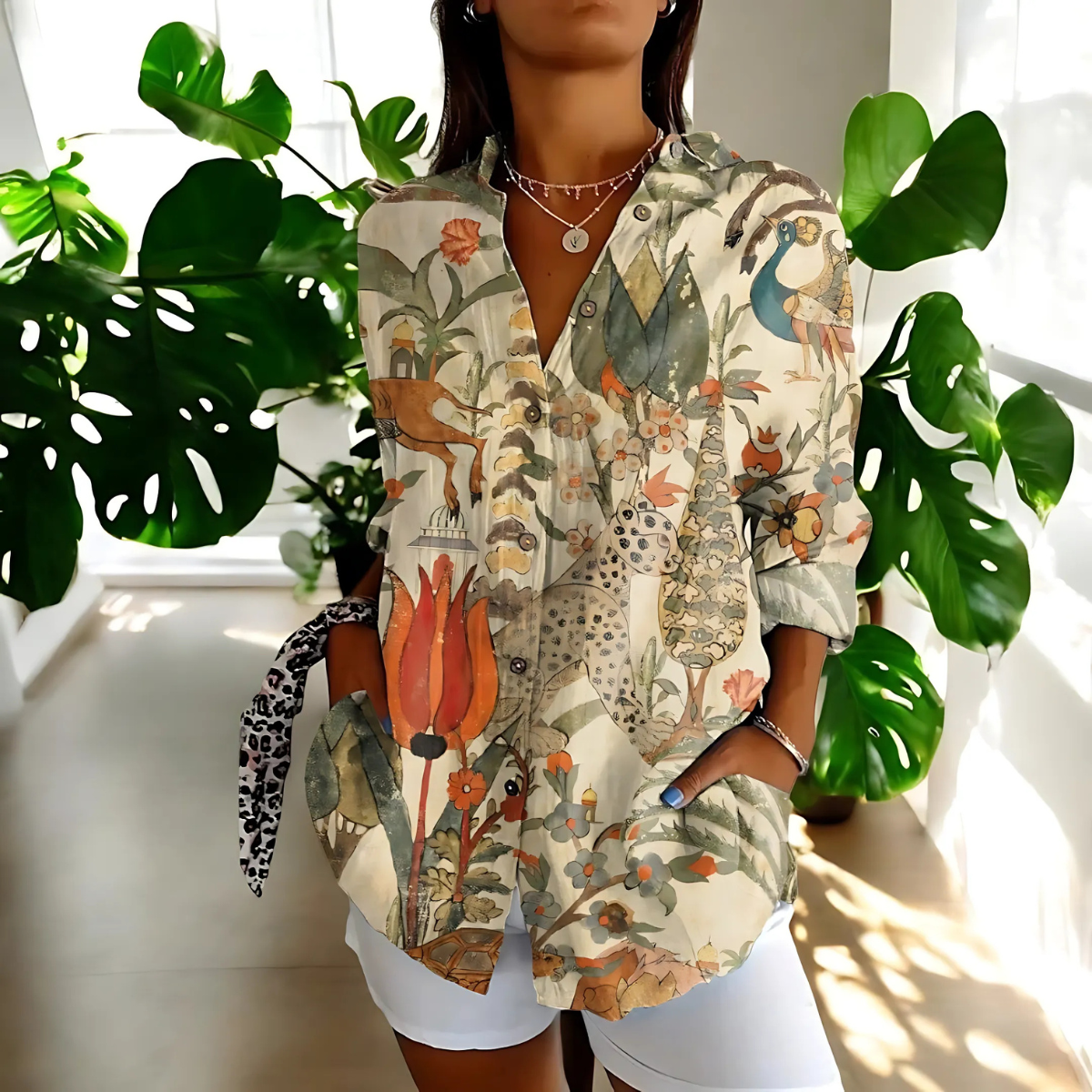 Marlene™ | Vintage-Bluse mit Blumendruck