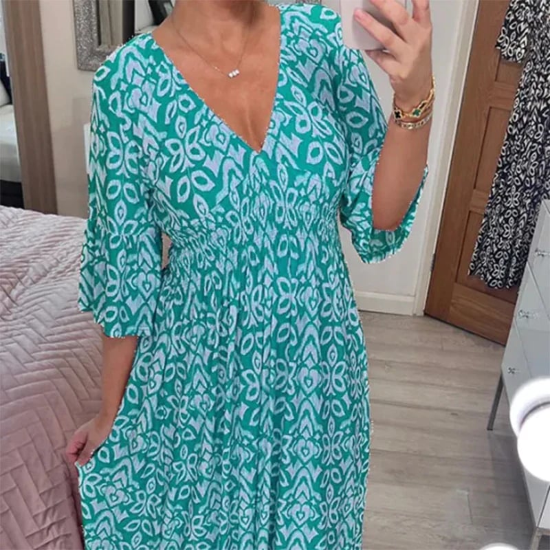 IRKA I Geblümtes Kleid mit V-Ausschnitt