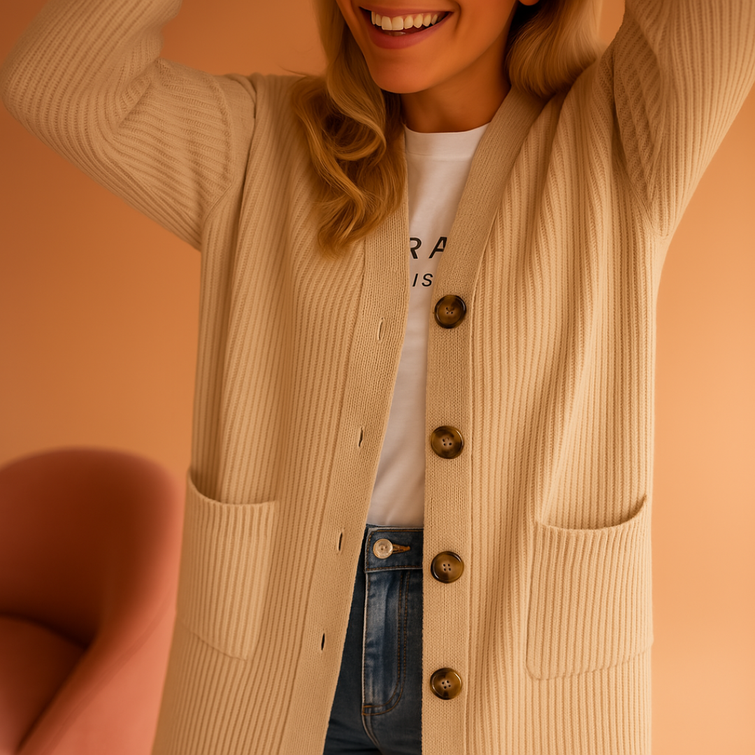 Lorie | Elegante lange Damen Strickjacke