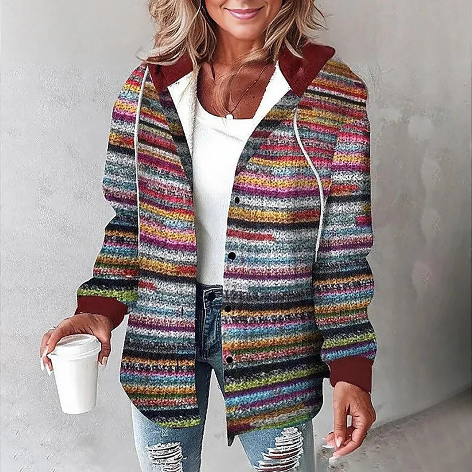 Marina™ | Damen-Karojacke mit Knöpfen