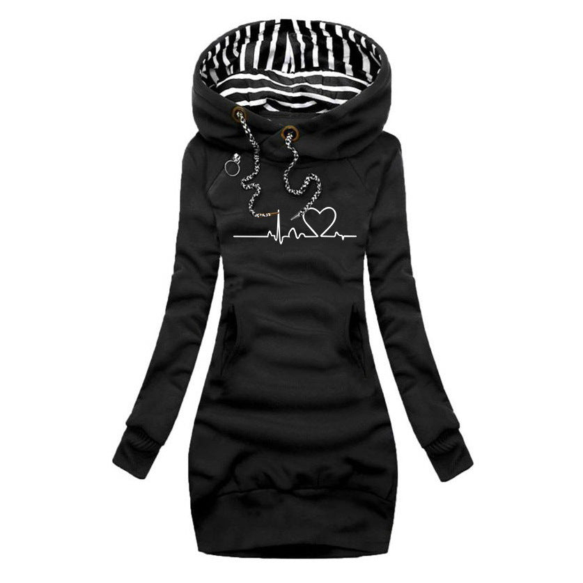 Olivia | Bedrucktes Pulloverkleid Heartbeat