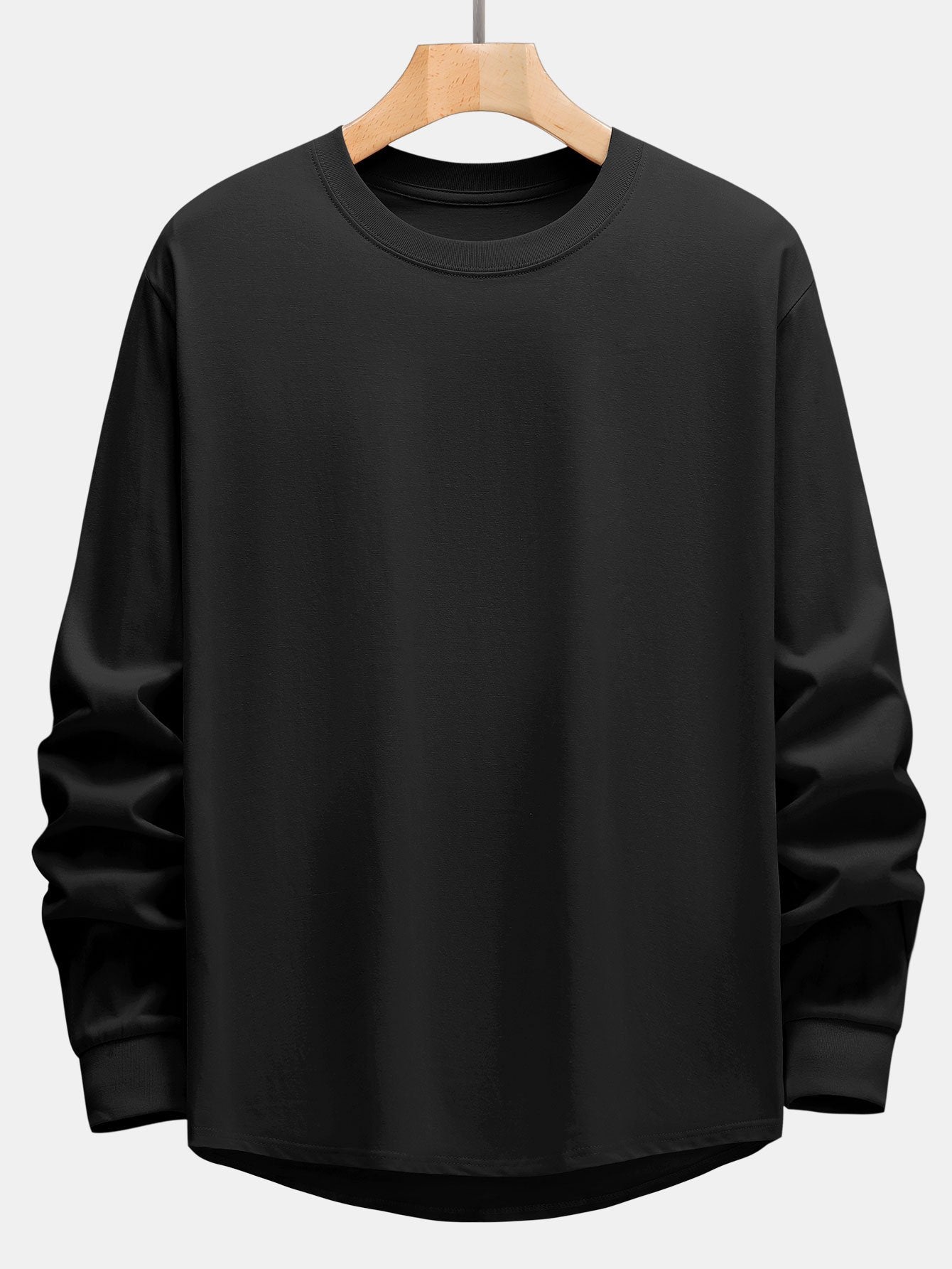 Basis Langarm Schwergewicht Bogen T-Shirt