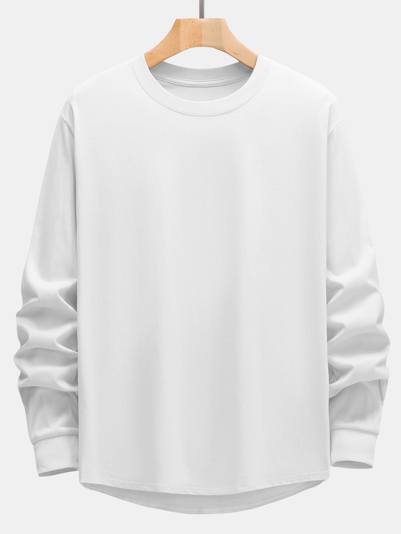 Basis Langarm Schwergewicht Bogen T-Shirt