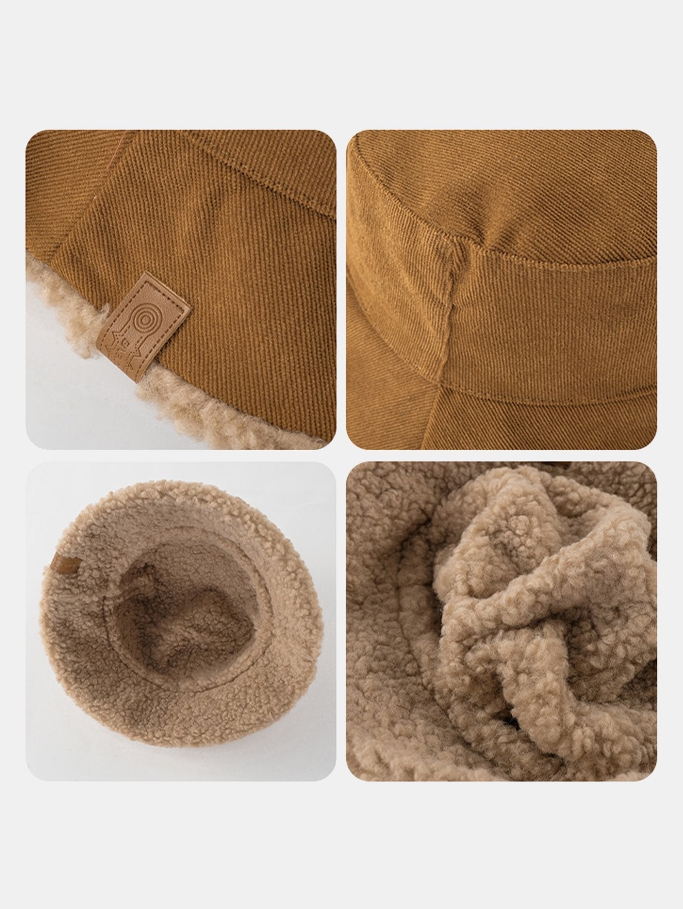 Beidseitig tragbare, multifunktionale Bucket-Cap aus dickem, warmem Corduroy und Kaschmir mit weichem Plüsch