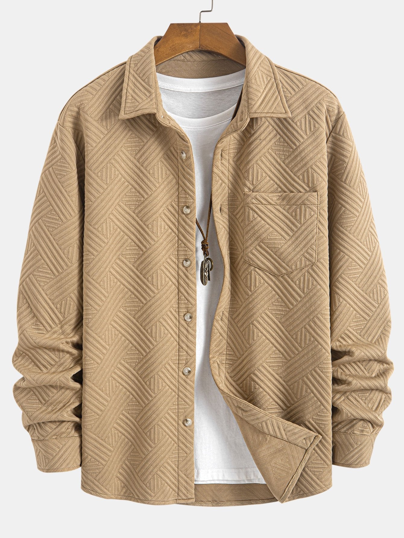 Gestreiftes Jacquard-Hemd mit Knopfdetails