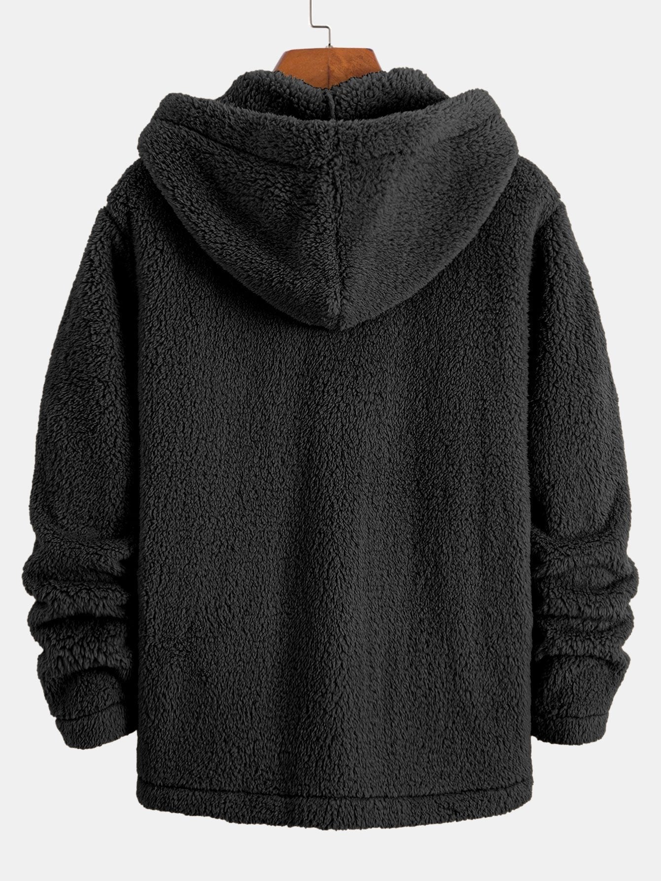 Teddy Fleece Button-Up Hoodie Jacket