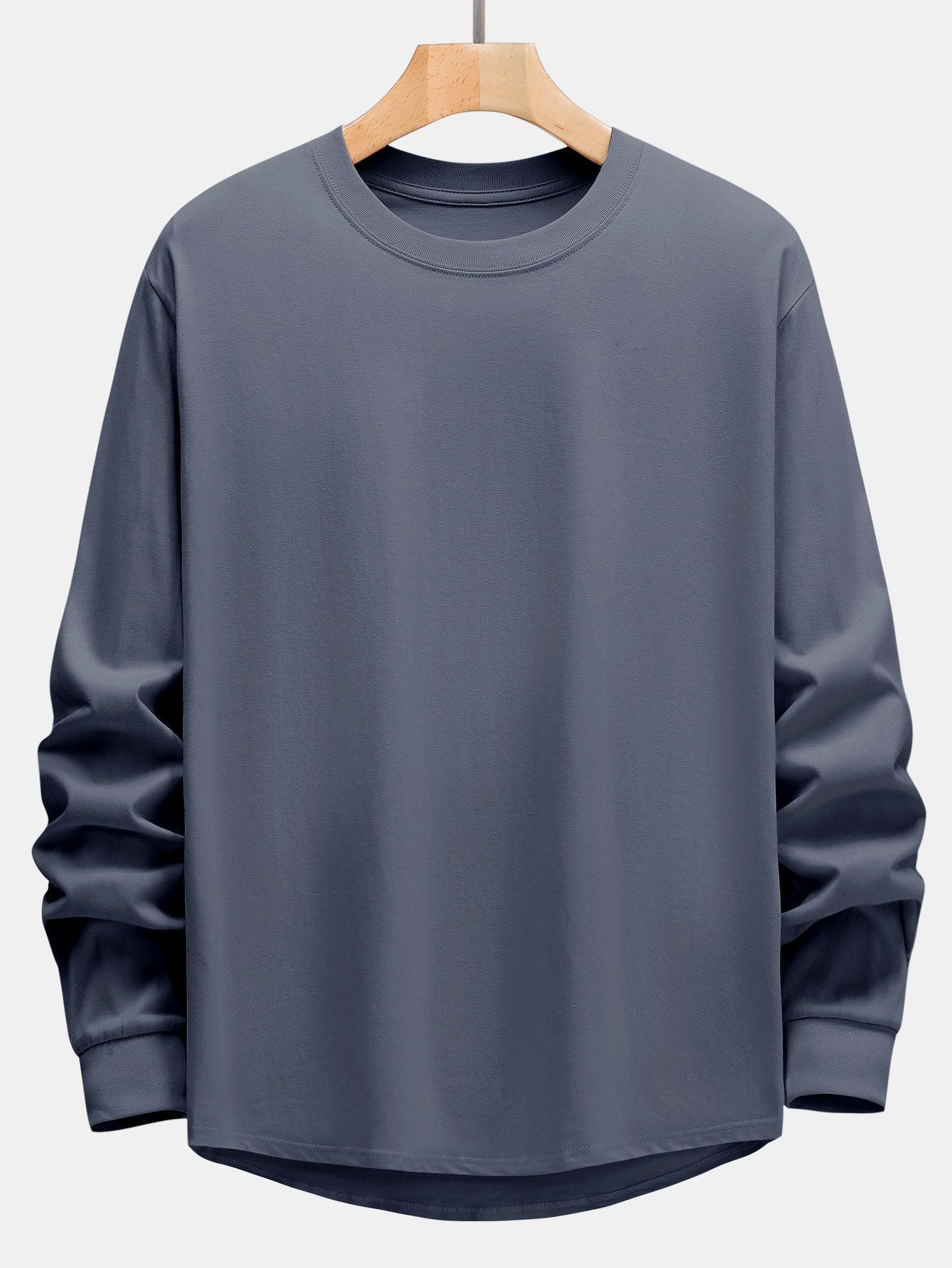 Basis Langarm Schwergewicht Bogen T-Shirt