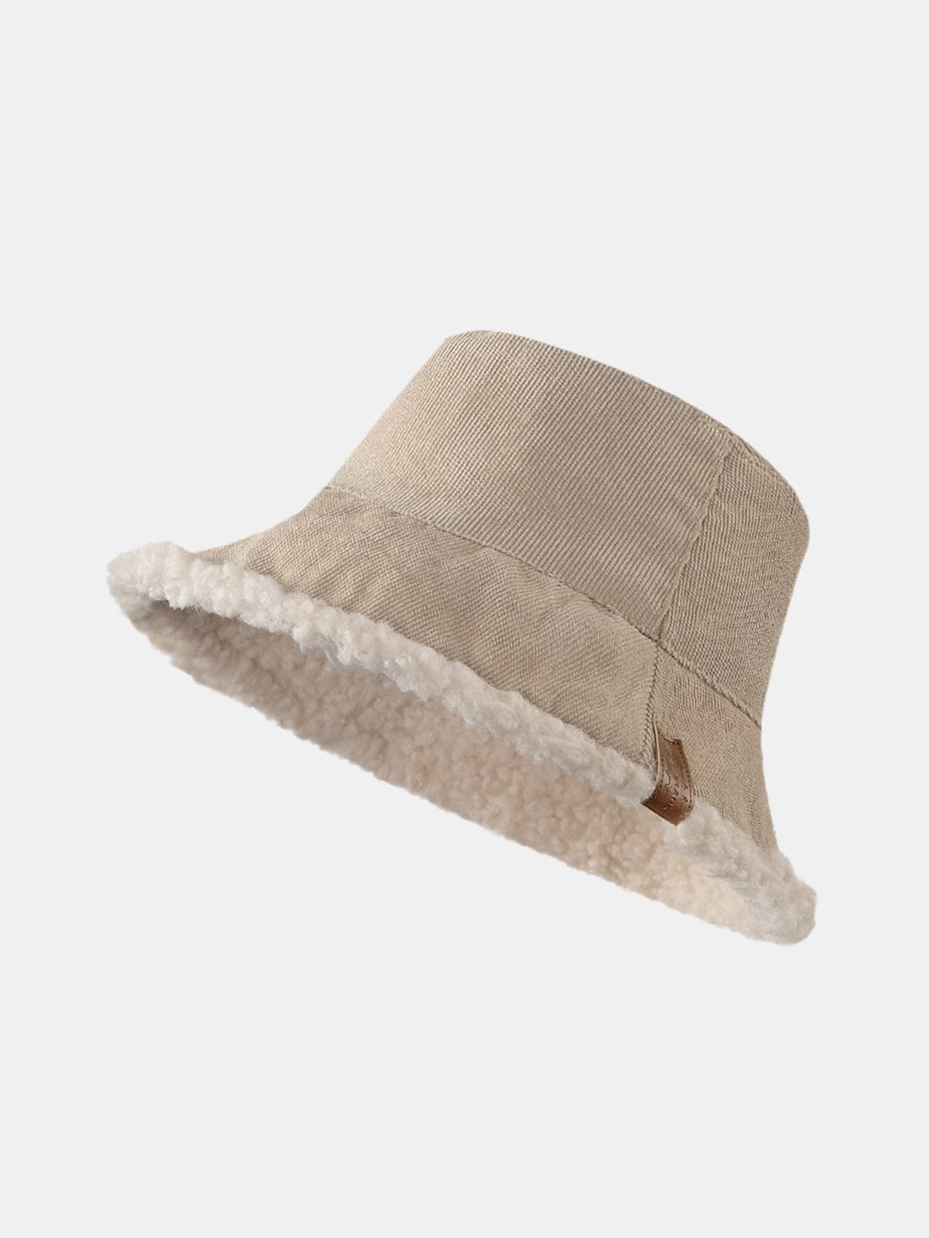 Beidseitig tragbare, multifunktionale Bucket-Cap aus dickem, warmem Corduroy und Kaschmir mit weichem Plüsch