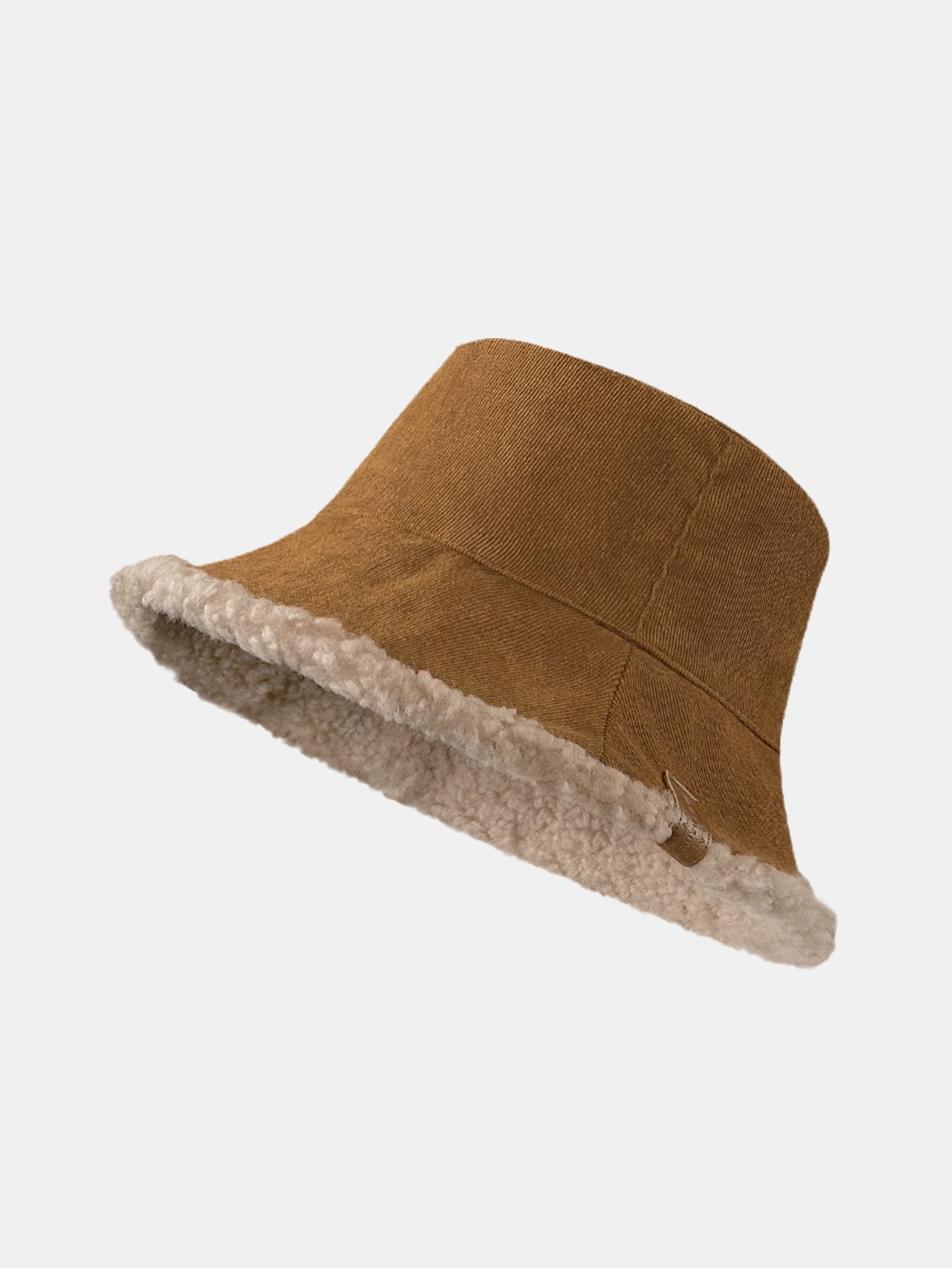 Beidseitig tragbare, multifunktionale Bucket-Cap aus dickem, warmem Corduroy und Kaschmir mit weichem Plüsch