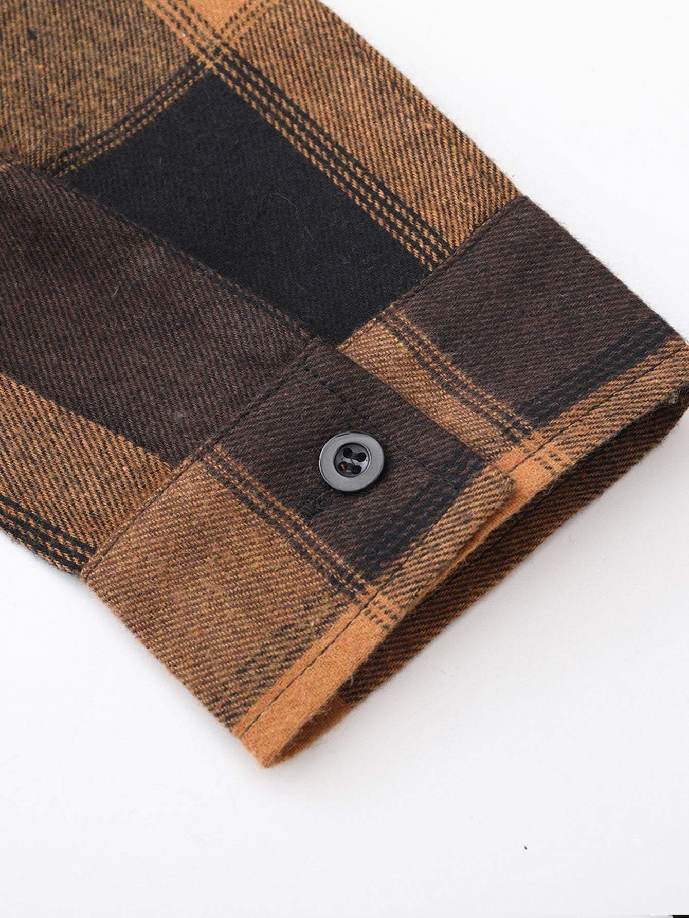 Relaxed Fit Checkered Corduroy Panel Hoodie Shirt