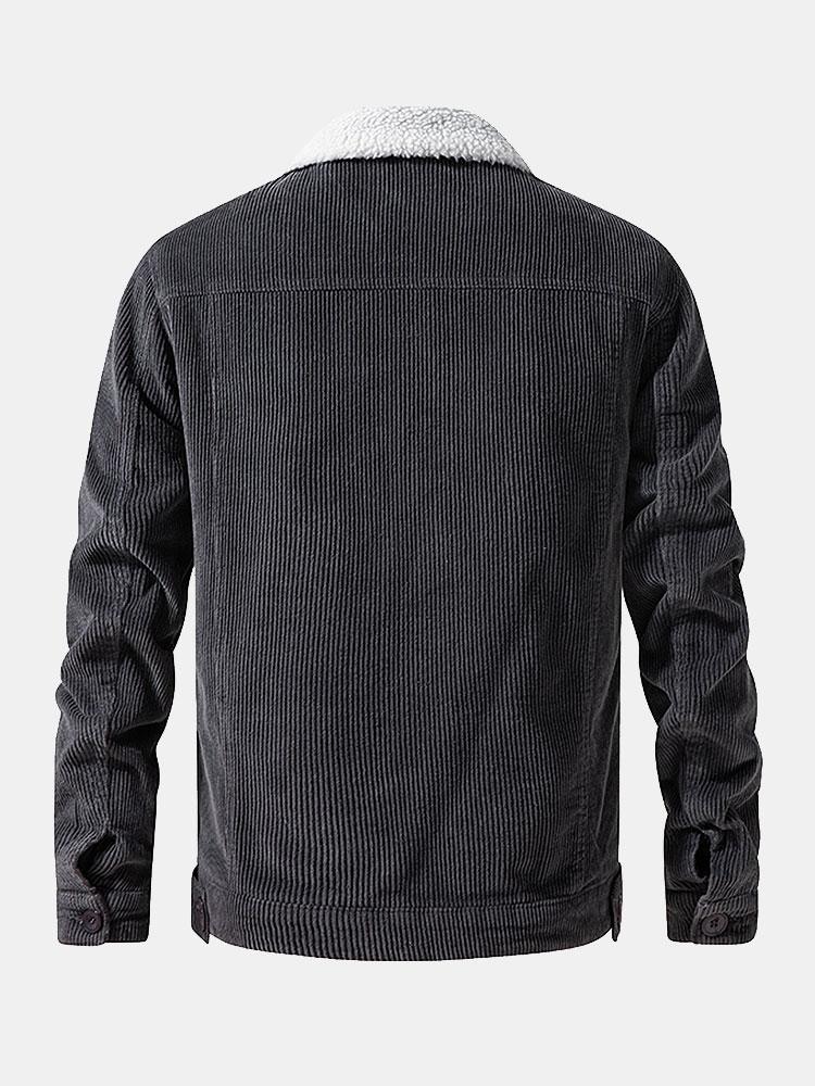 "Teddy Voering Baumwollcord-Jacke" can be rewritten as "Baumwollcord-Jacke mit Teddy-Futter".