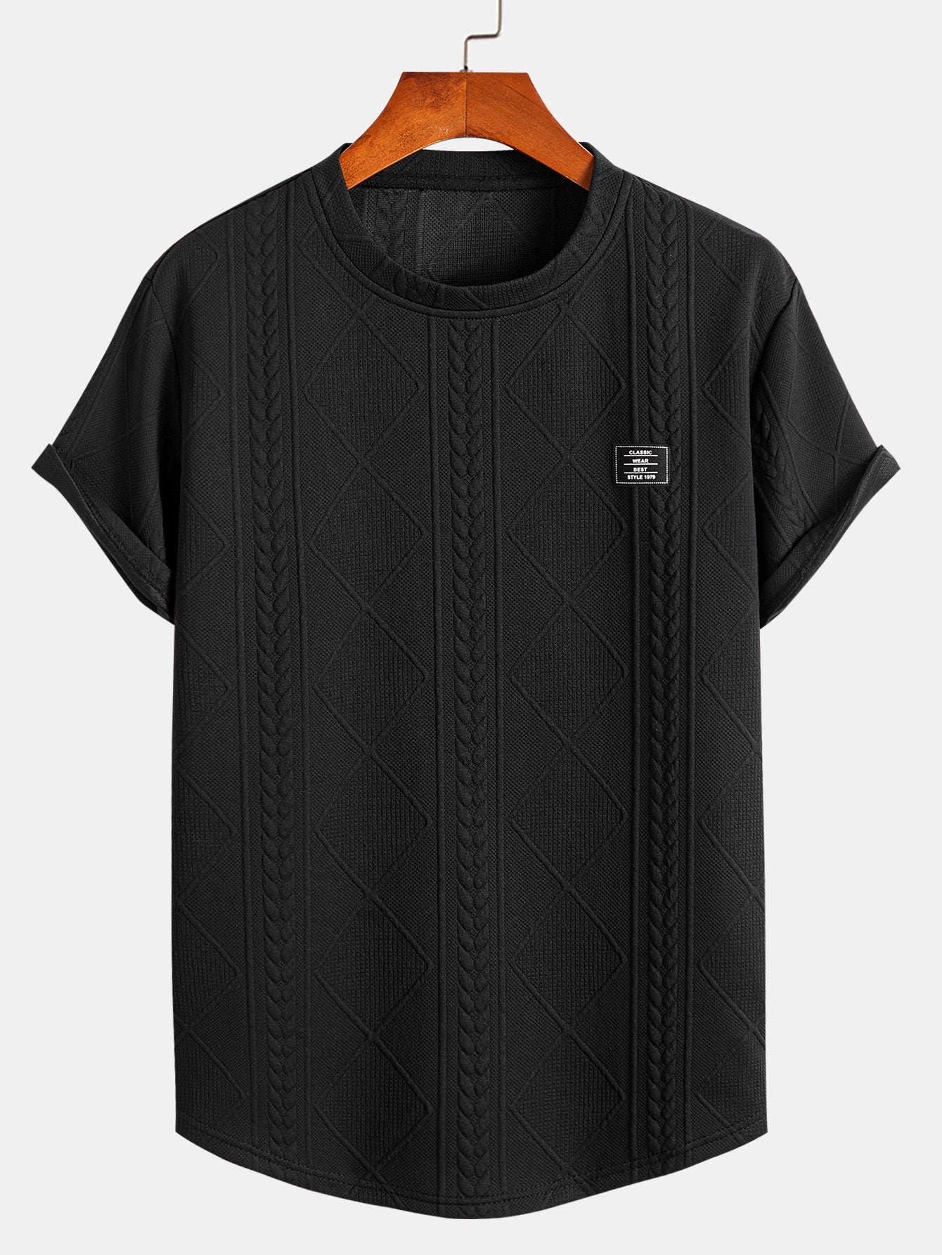 Kurzes Ärmels T-Shirt mit geometrischem Jacquard-Muster und Bogen-Design
