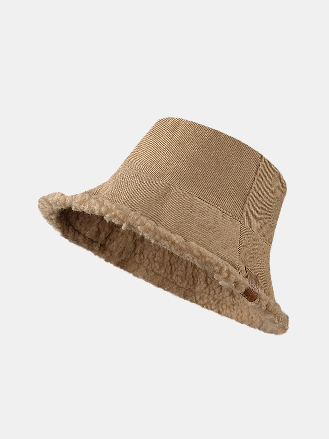 Beidseitig tragbare, multifunktionale Bucket-Cap aus dickem, warmem Corduroy und Kaschmir mit weichem Plüsch
