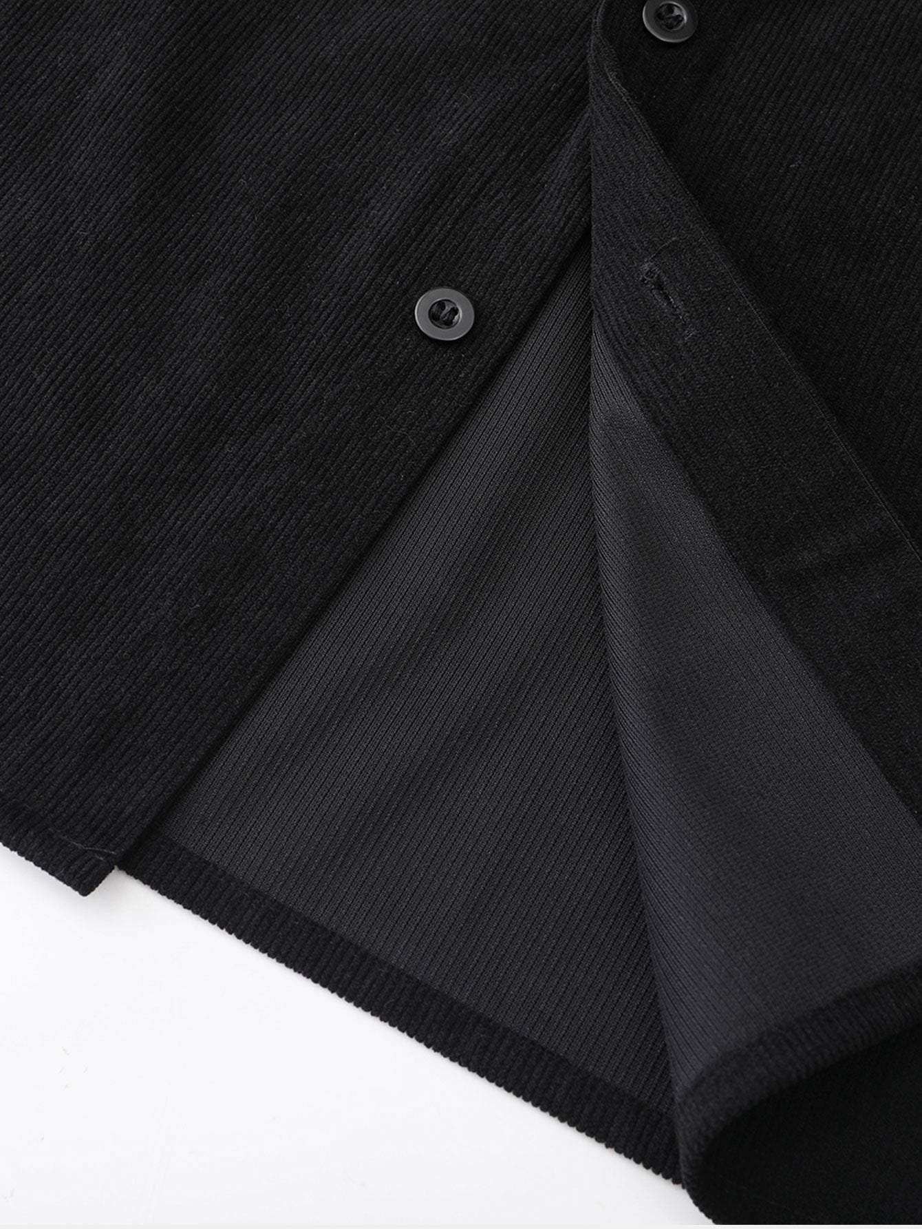 Relaxed Fit Checkered Corduroy Panel Hoodie Shirt