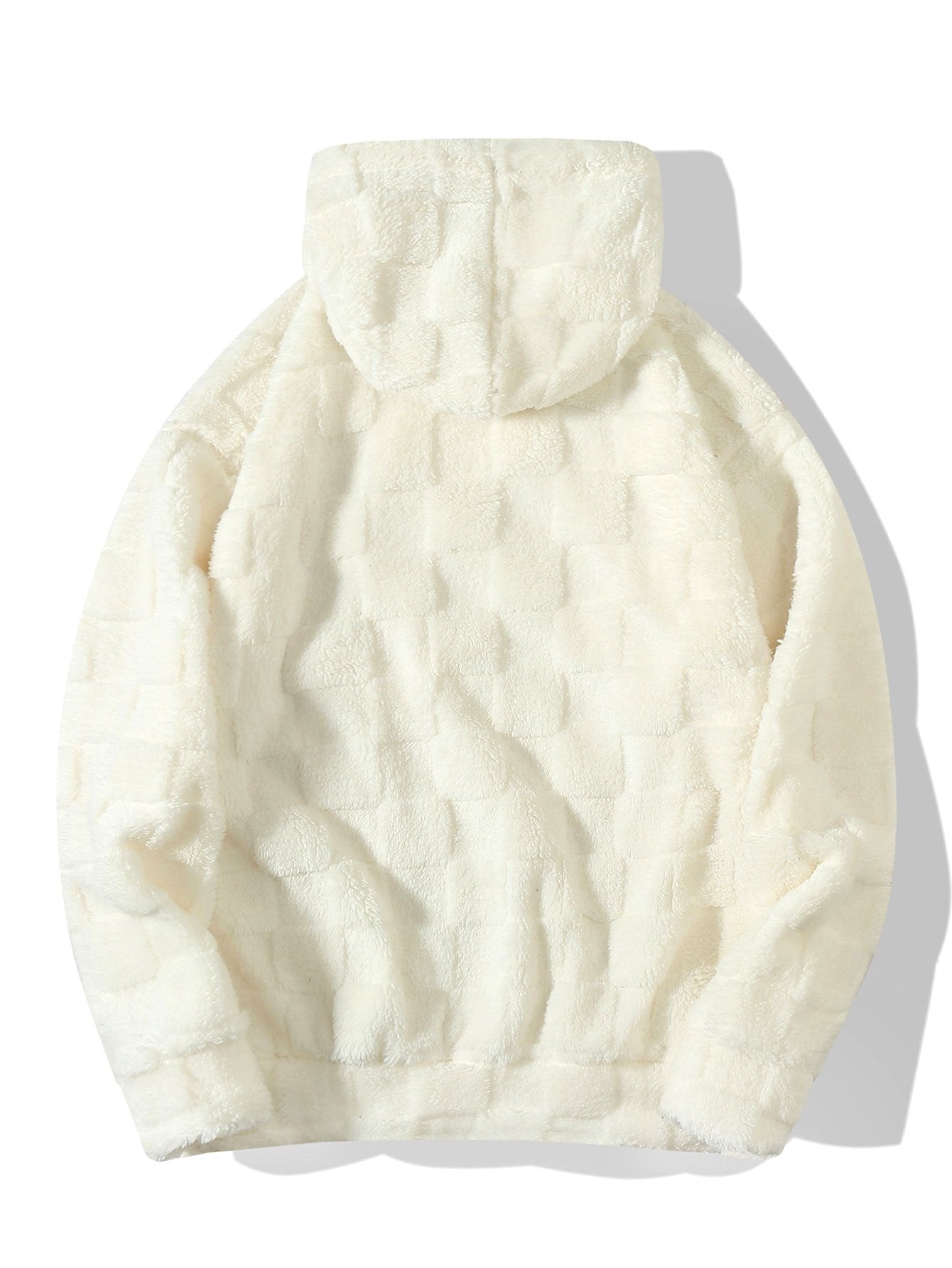 Cozy Checkered Teddy Hoodie with Relaxed Fit