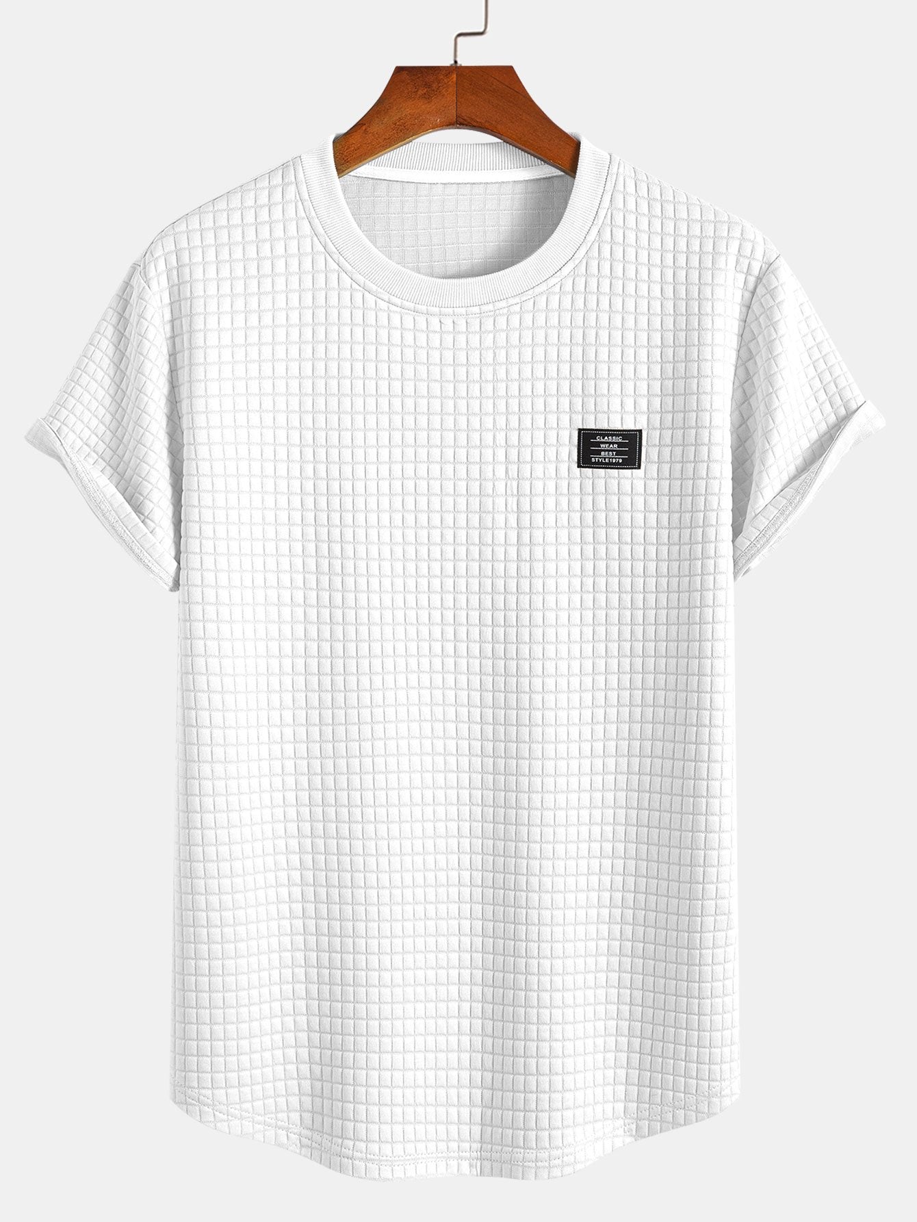 Kurzes Waffel-T-Shirt mit Bogenärmeln