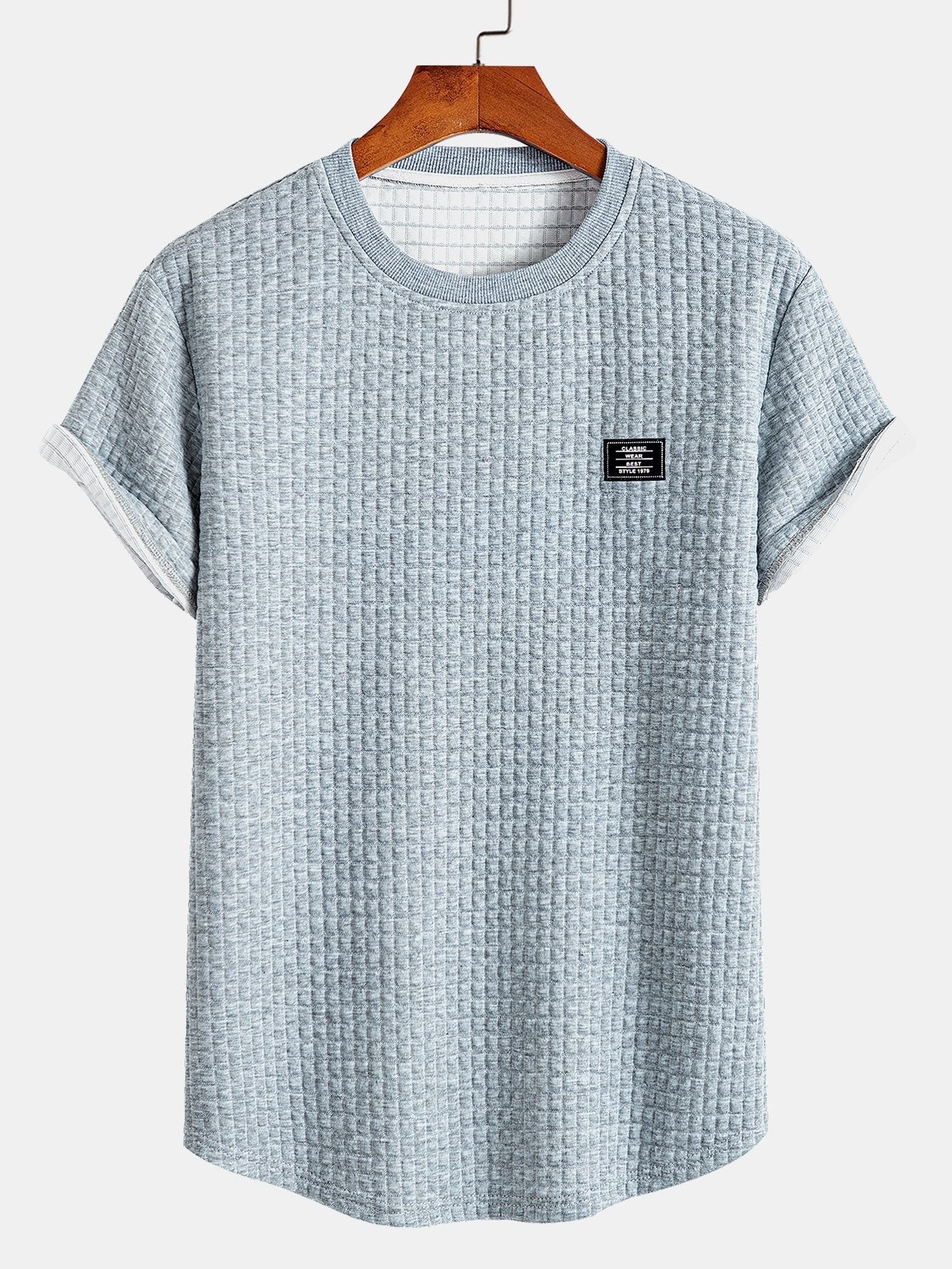 Kurzes Waffel-T-Shirt mit Bogenärmeln