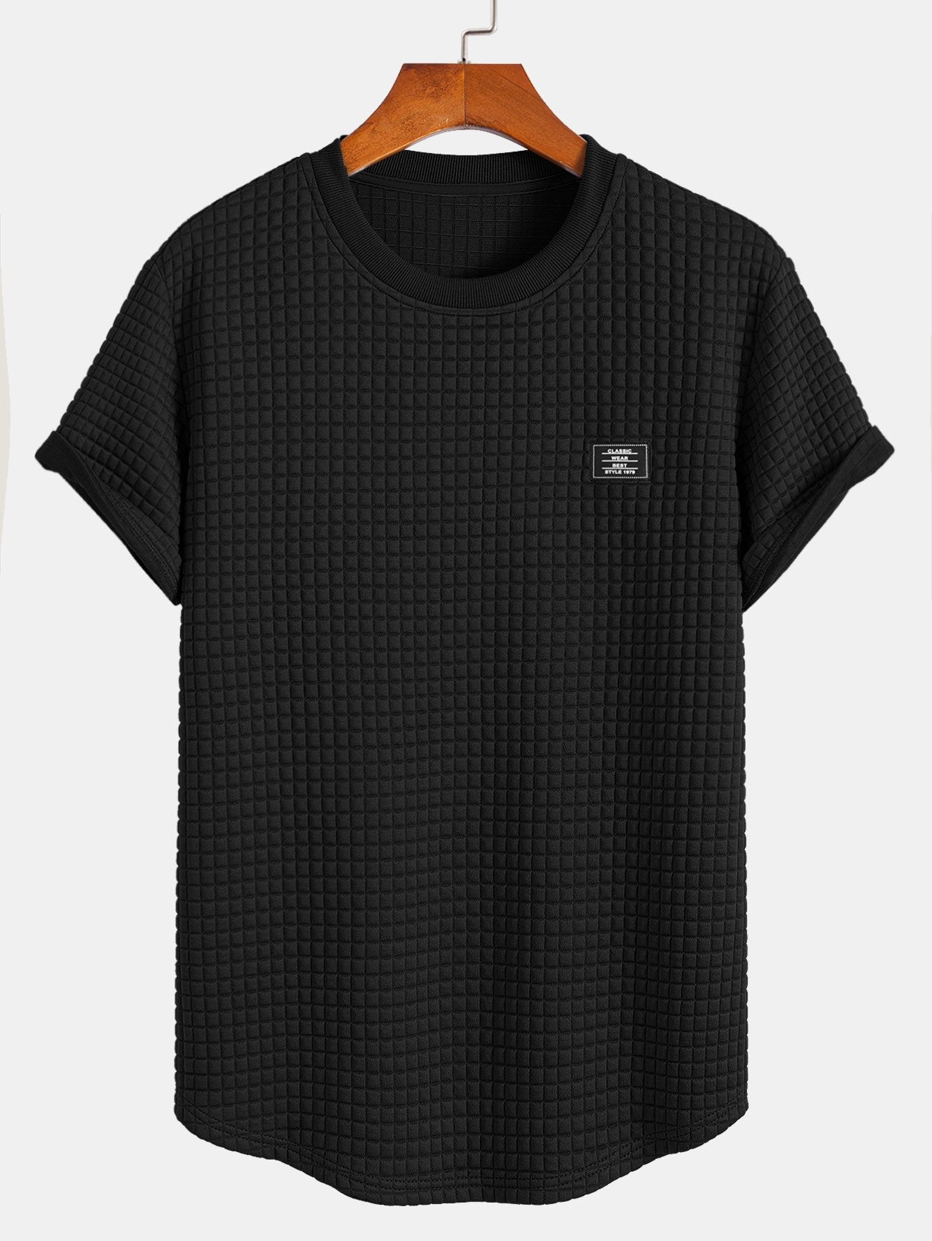 Kurzes Waffel-T-Shirt mit Bogenärmeln