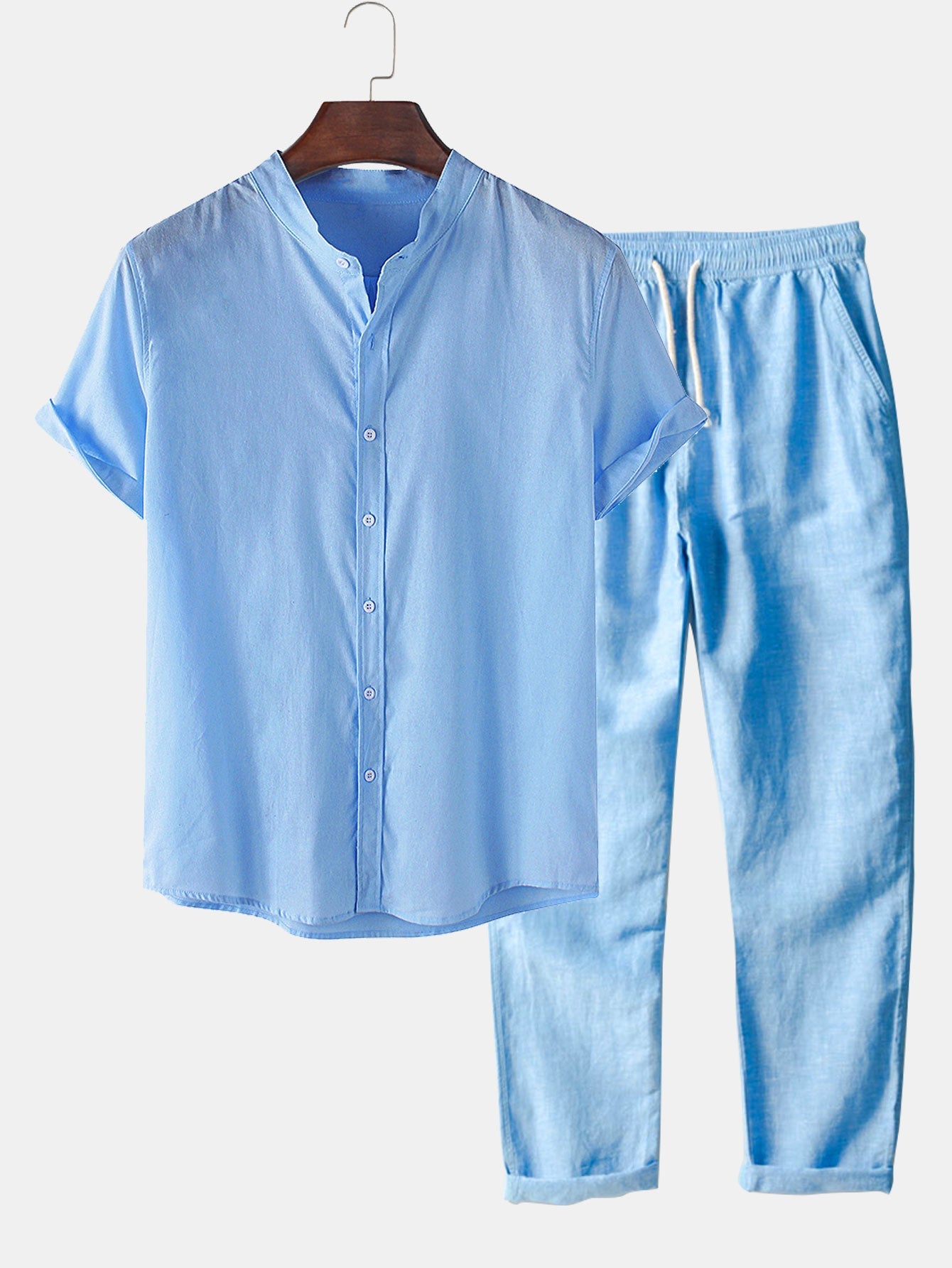 Leinen-Optik Kurzarm T-Shirts & Gerade Leinenhosen