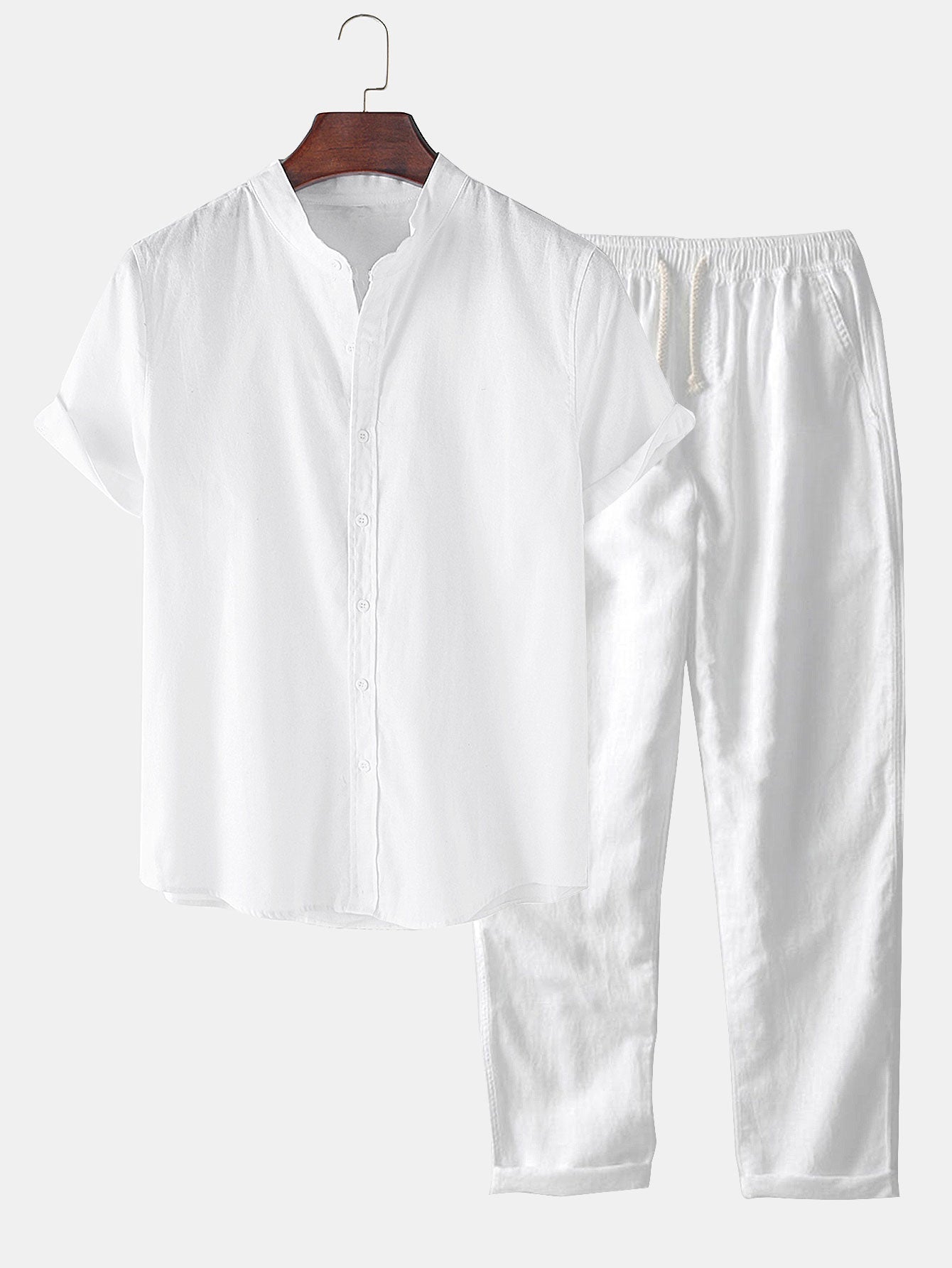 Leinen-Optik Kurzarm T-Shirts & Gerade Leinenhosen