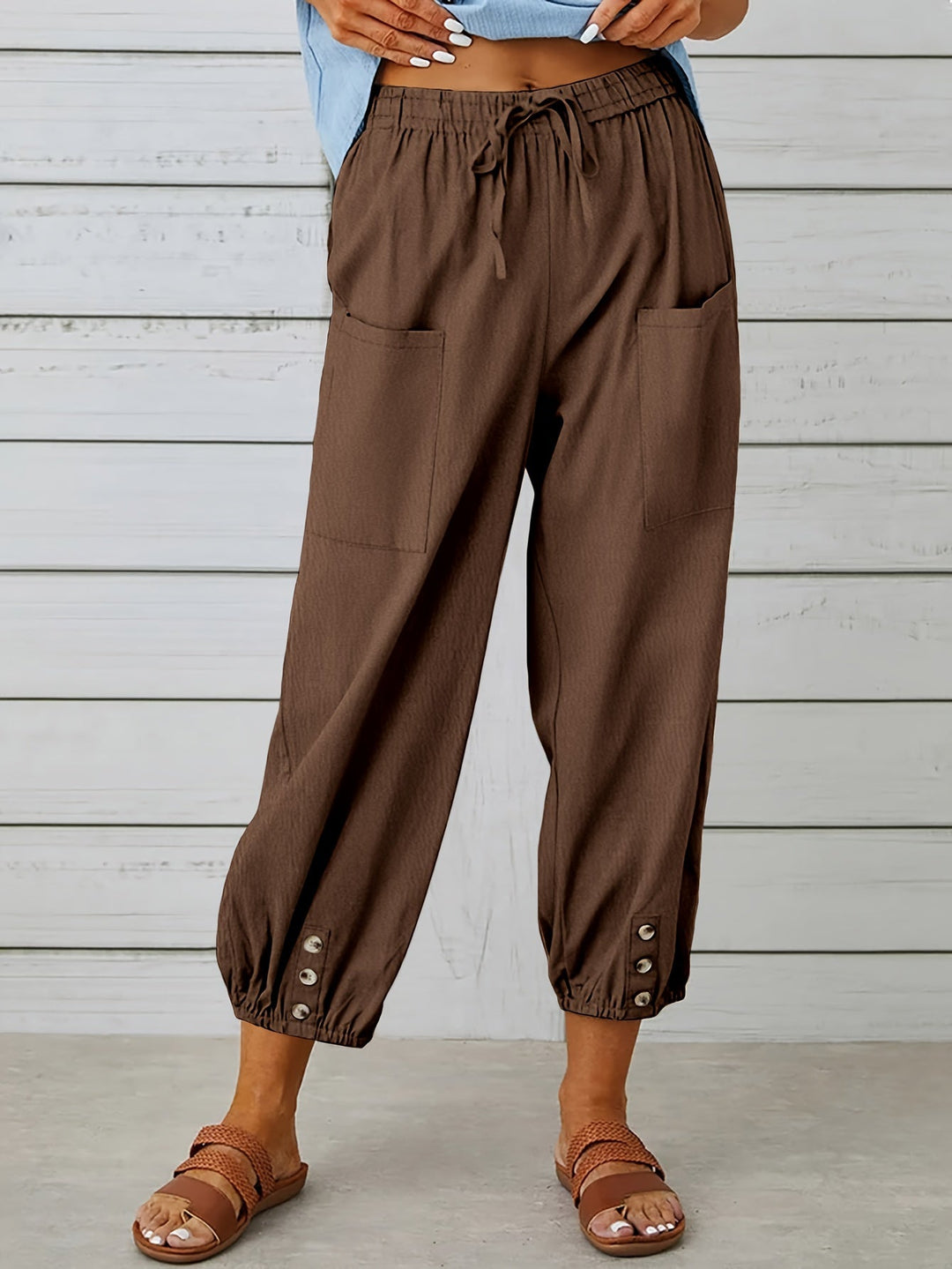 Sienna | Button Detail Relaxed Trousers