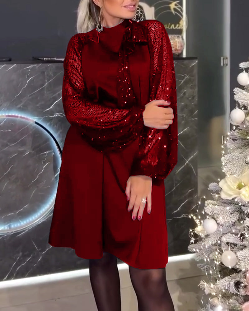 Kjole pullover pailletter mode lange ærmer