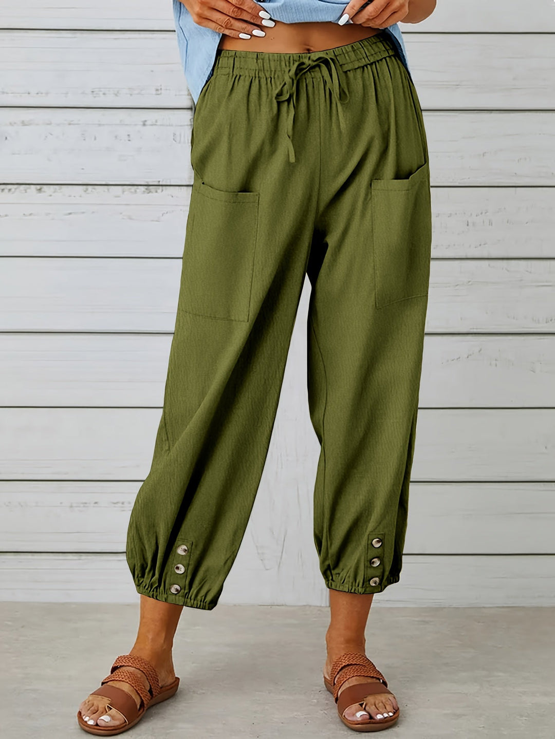Sienna | Button Detail Relaxed Trousers