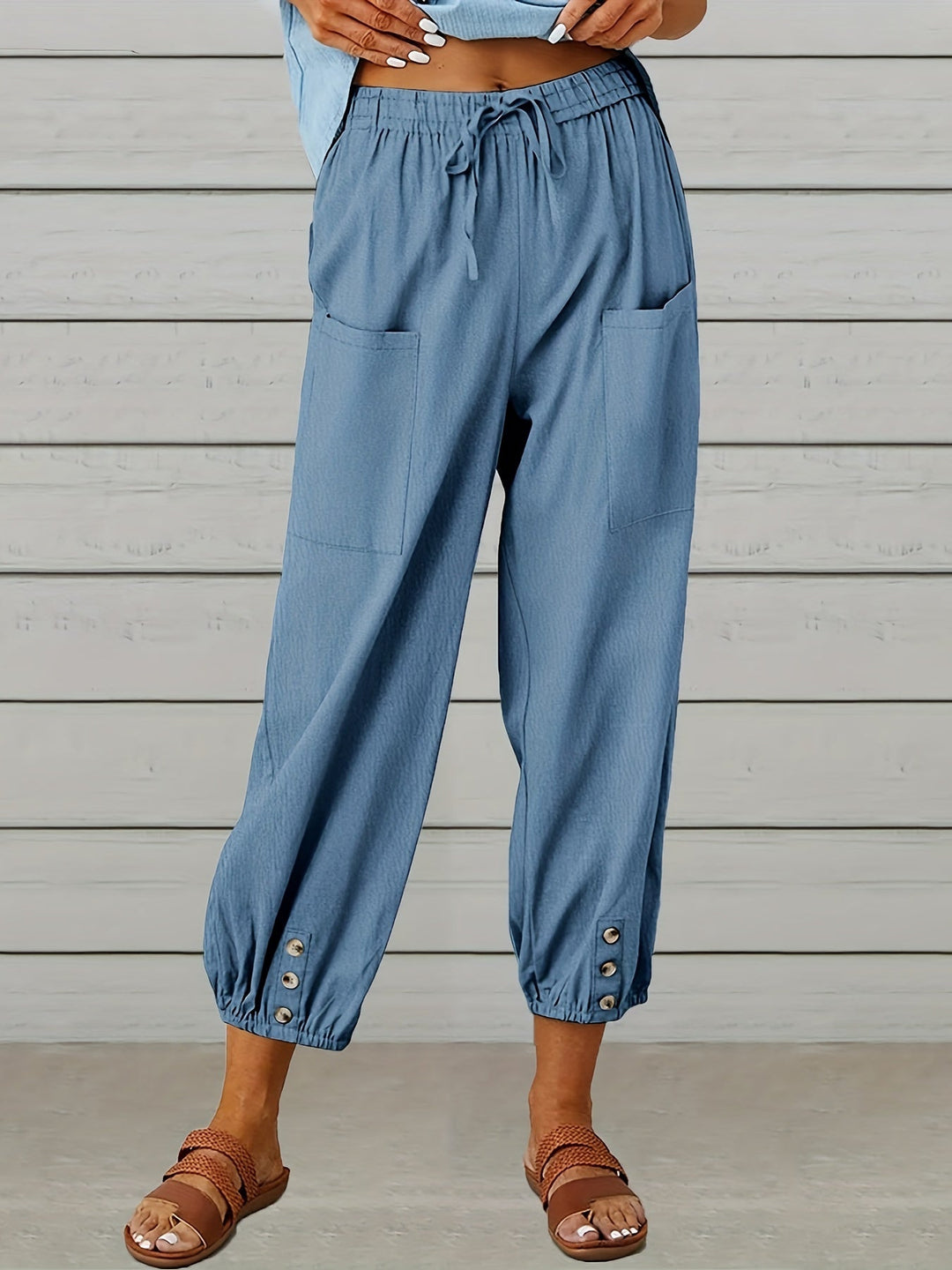 Sienna | Button Detail Relaxed Trousers