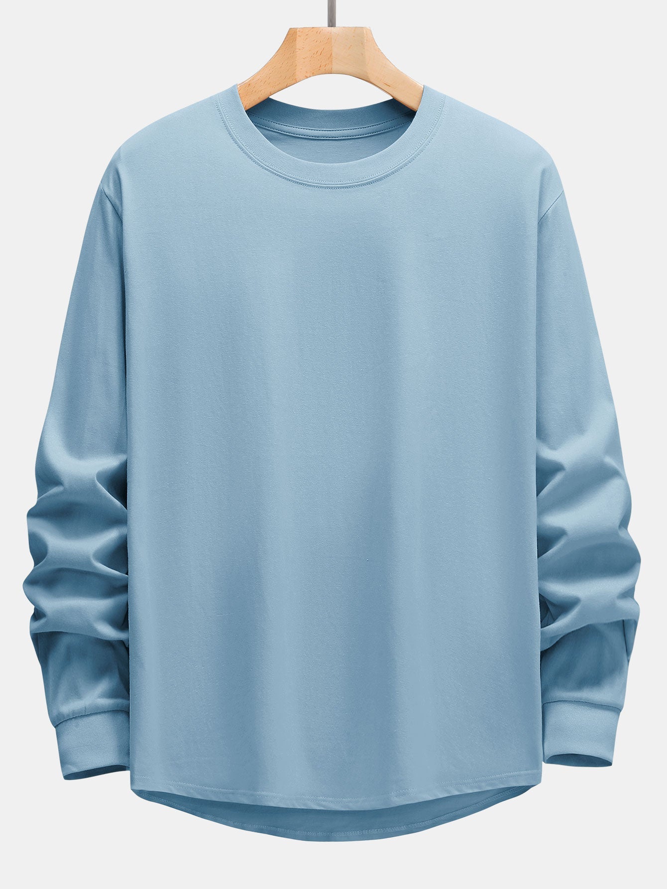 Basis Langarm Schwergewicht Bogen T-Shirt