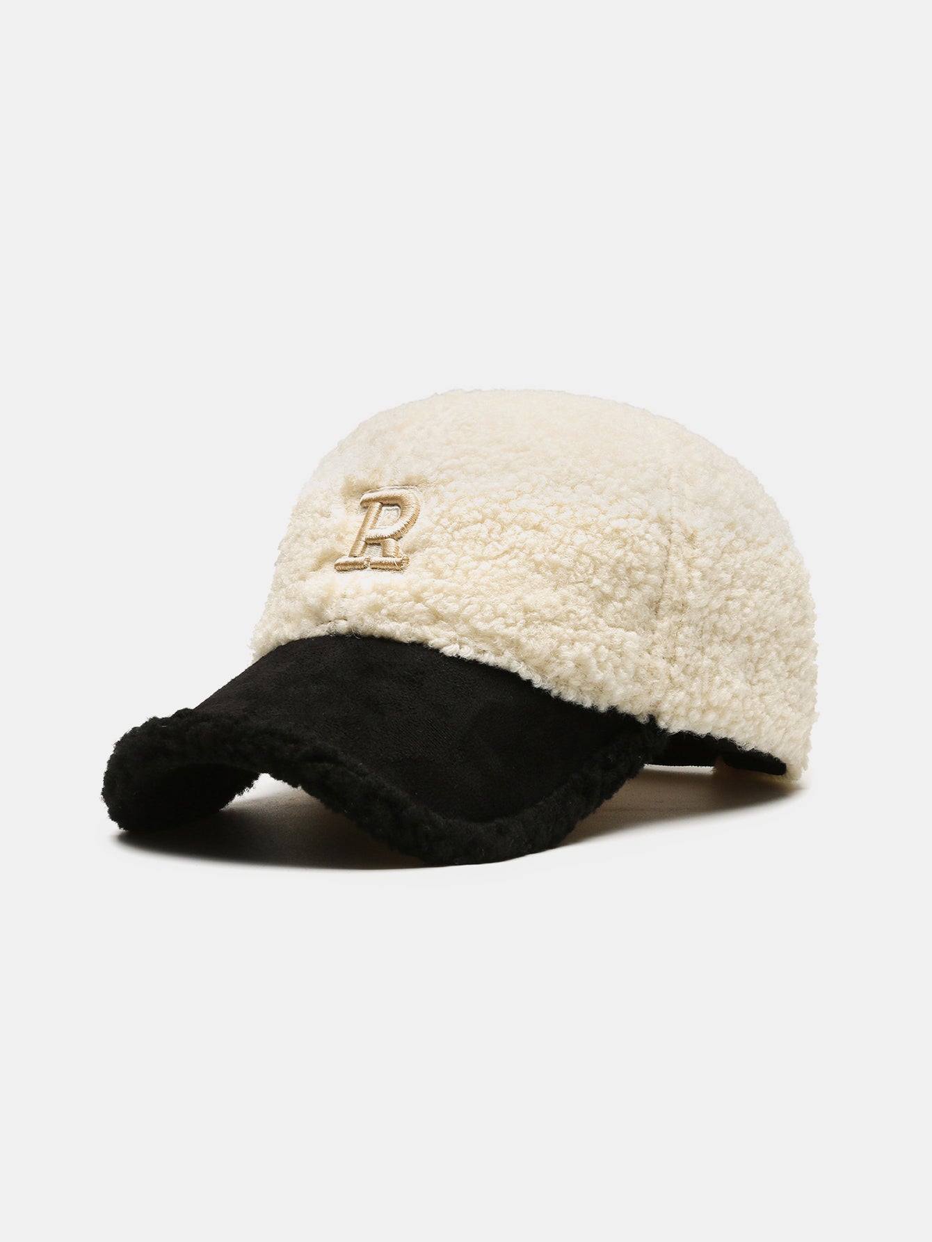 Plush Winter Warm Lettered Baseball Cap