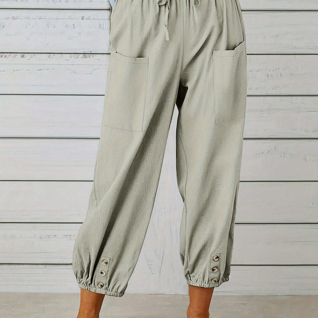 Sienna | Button Detail Relaxed Trousers