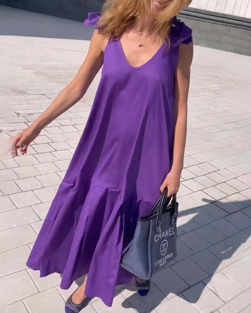 Lilla afslappet kjole med stropper