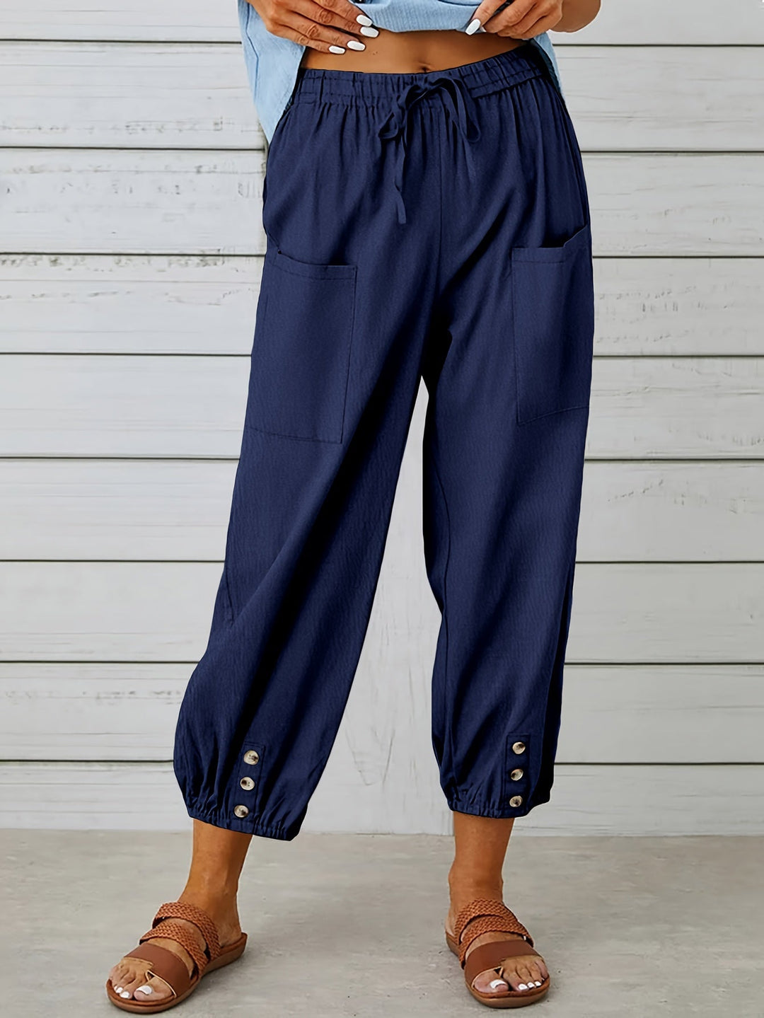 Sienna | Button Detail Relaxed Trousers