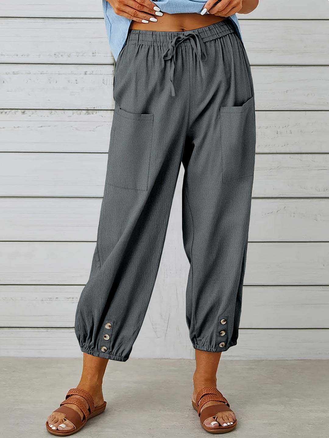 Sienna | Button Detail Relaxed Trousers