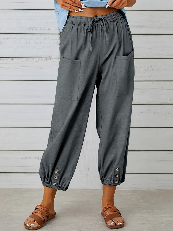 Sienna | Button Detail Relaxed Trousers