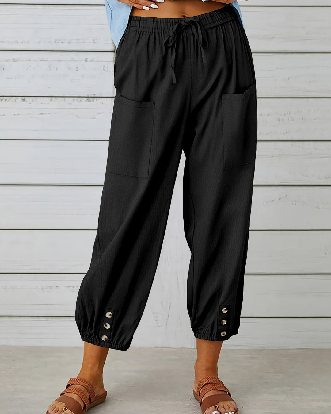 Sienna | Button Detail Relaxed Trousers