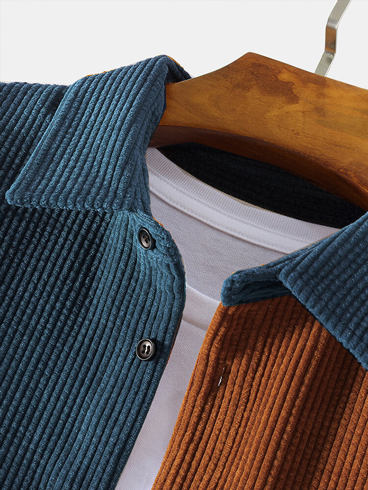 Langarmhemd aus Corduroy mit Patchwork-Muster