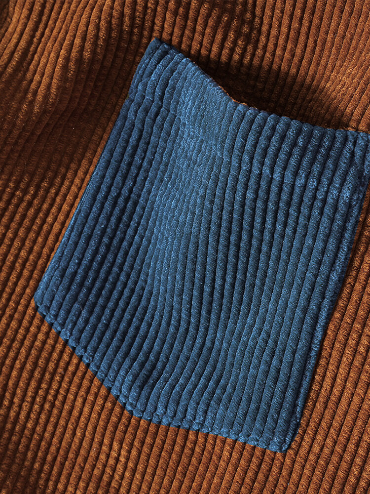 Langarmhemd aus Corduroy mit Patchwork-Muster