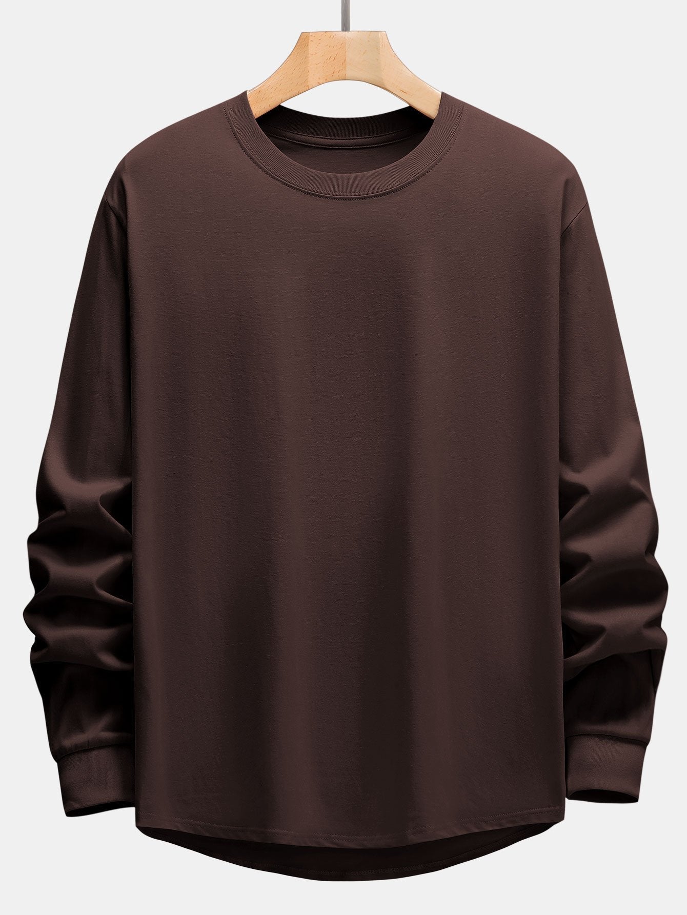 Basis Langarm Schwergewicht Bogen T-Shirt