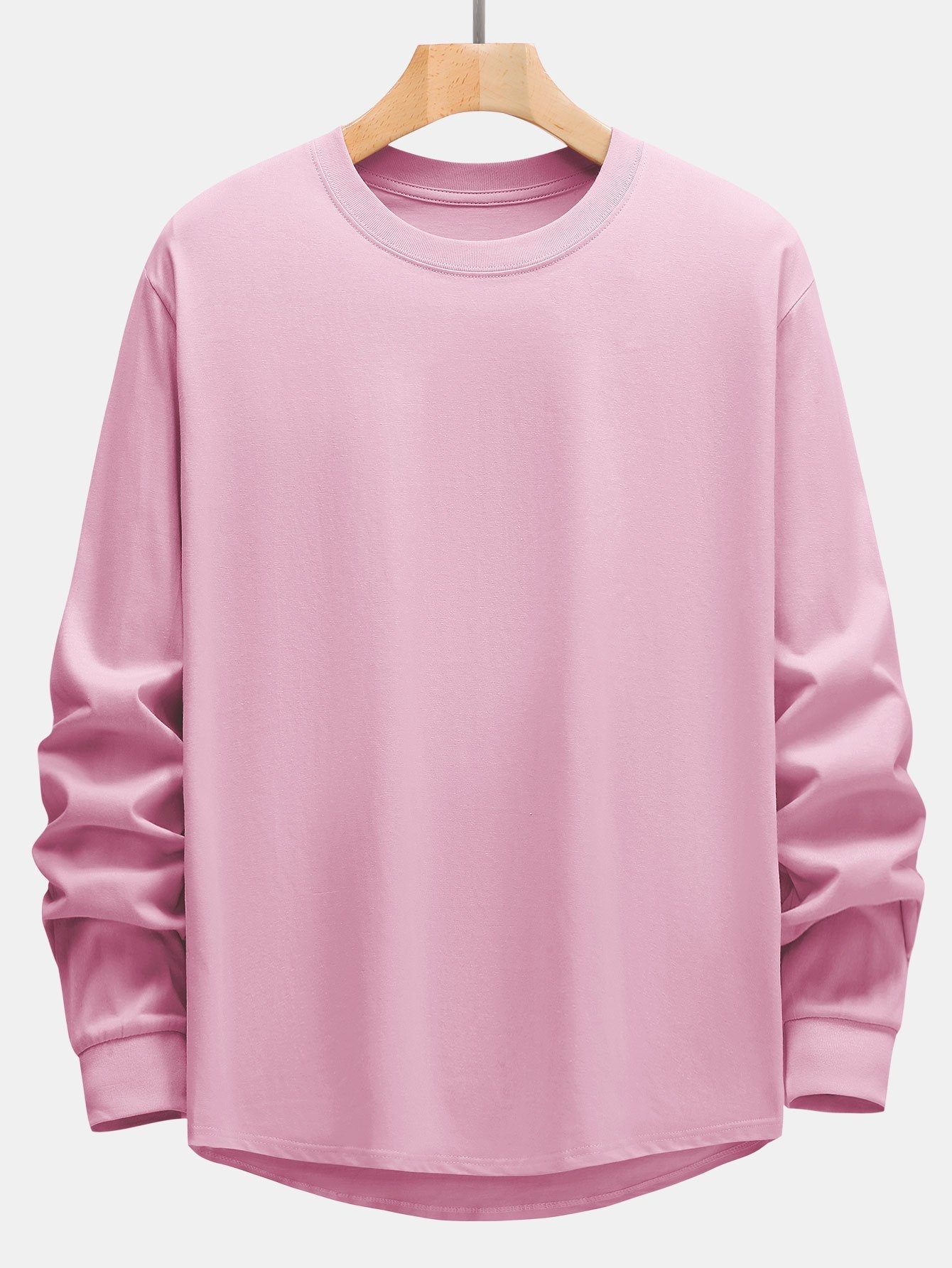 Basis Langarm Schwergewicht Bogen T-Shirt