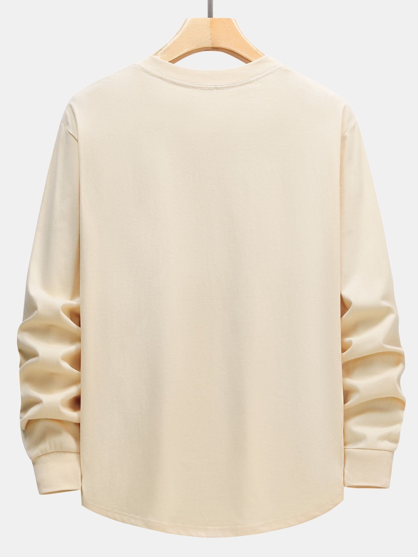 Basis Langarm Schwergewicht Bogen T-Shirt